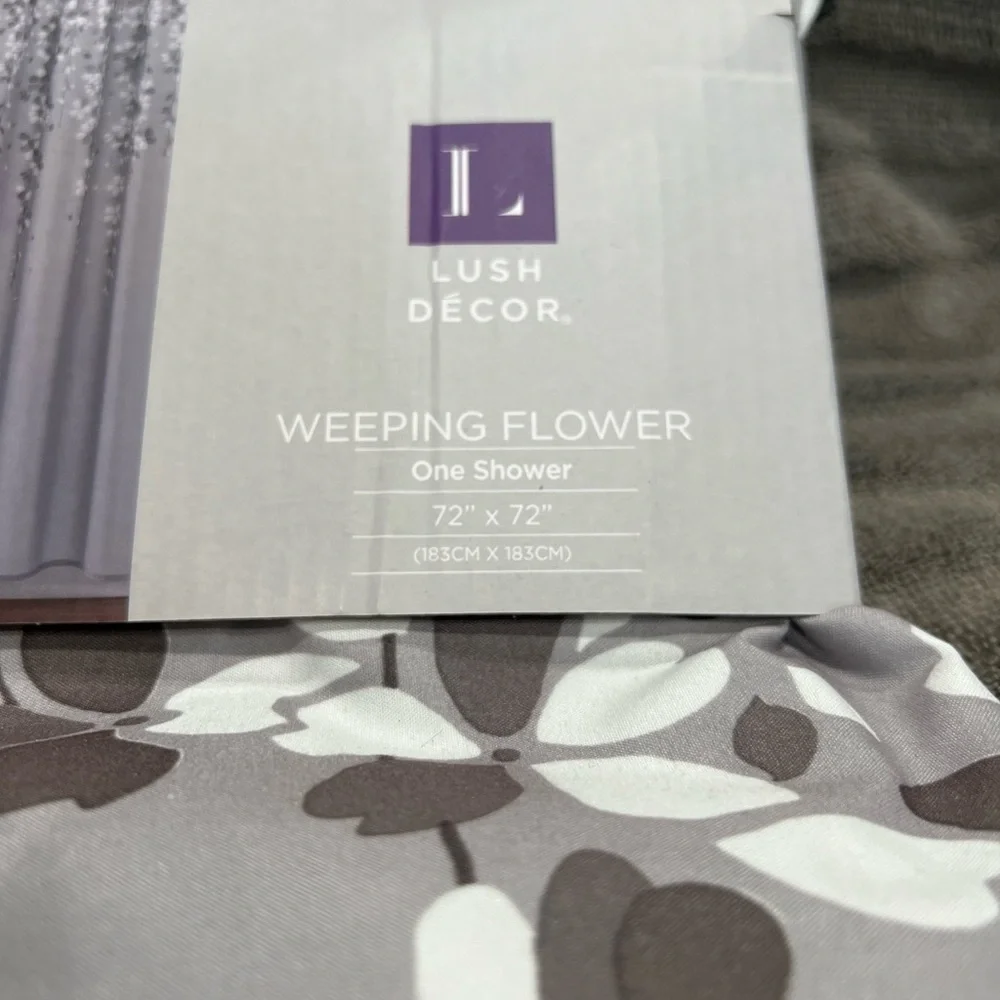 Lush Decor Weeping Flower Gray Shower Curtain